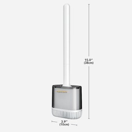 JOYBOS Toilet Brush with H.38cm Base, Nylon (bristles), Plastic (handle), White, 10x6x38