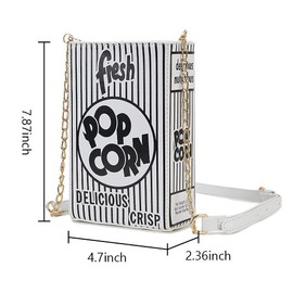 ENJOININ Novelty Fashion Women Crossbody Bag, Popcorn Box Style Clutch Bag for Girl Handbag Shoulder Bag Purse (Black B)