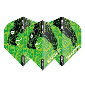 RED DRAGON Snakebite Ionic Snake Head Green Dart Flights - 3 Sets Per Pack (9 Dart Flights in Total)