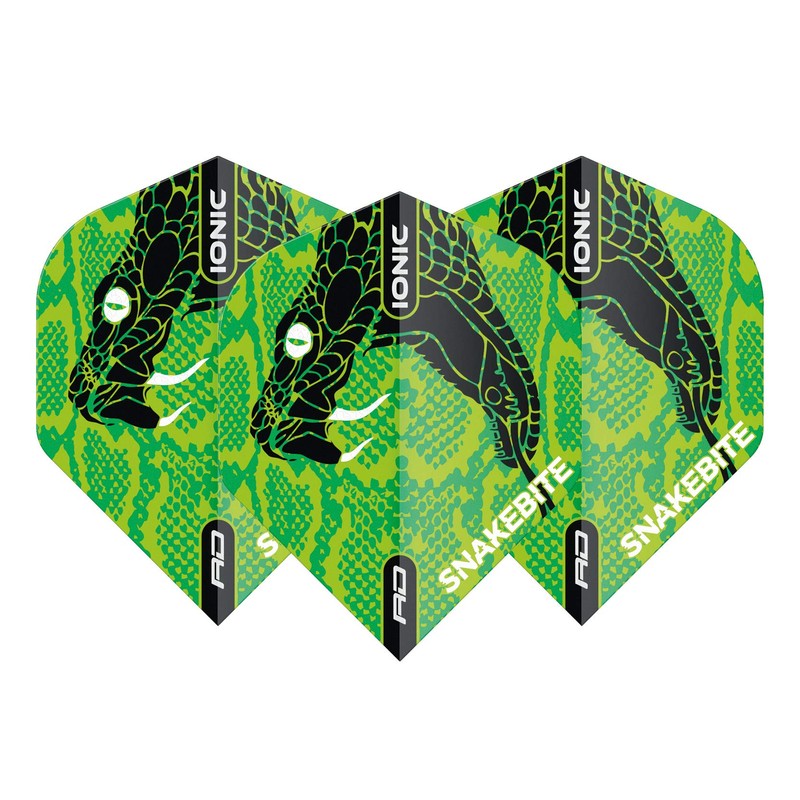 RED DRAGON Snakebite Ionic Snake Head Green Dart Flights -