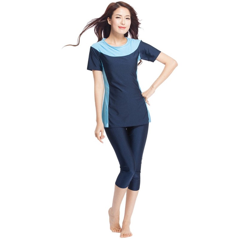 Ababalaya Burkini para mujer con cubierta moderada, 2 piezas, color