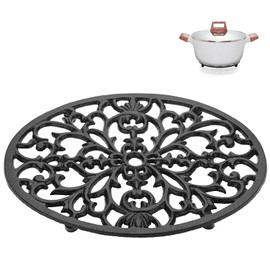 Sumnacon 1Pcs Oval Cast Iron Trivet - Antique Heat Resistant Metal Trivet for Hot Dish Pot Pan Teapot, Vintage Well Made Hot Plate Pad for Kitchen Dining Countertop Table