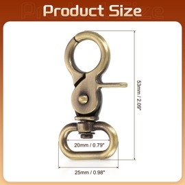 sourcing map 6Pcs Swivel Snap Hook, 20mm(3/4") Trigger Snap Heavy Duty Zinc Alloy Metal Lobster Claw Clasp Lanyard Clips for Straps Bags Belting Leathercraft, Brushed Brass