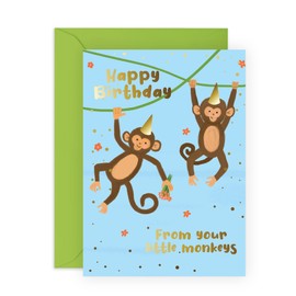 Central 23 Mum Birthday Cards For Her - 'Happy Birthday From Your Little Monkeys' - Happy Birthday Mum Card - Dad Birthday Cards From Son - Dad Gifts From Daughter - Comes with Fun Stickers