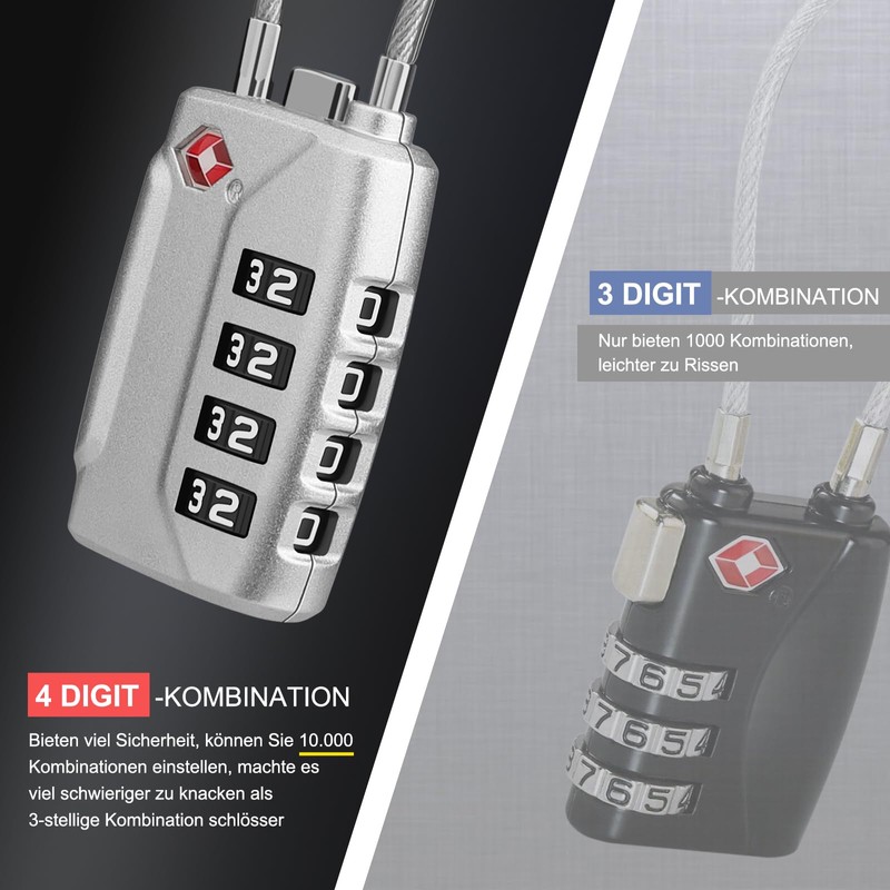 Diyife TSA Luggage Locks, [Upgraded] Pack of 2 4-Digit Security
