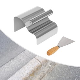 Concrete Curb Trowel with Handle & Putty Knife, 7.28 * 5.9 * 3.74In Stainless Steel Landscaping Curbing Trowel, Concrete Edging Molds Tools for Making Concrete Patios
