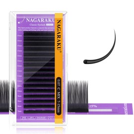 NAGARAKU Individual Eyelash Extensions, Volume & Classic Lashes 5th Generation Soft Natural Beauty Salon Professional Anti-rebound Single Lash Extension Supplies 16 Rows -0.07 C Curl 7-15mm Mix