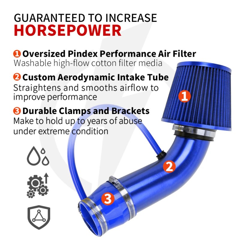 BARTOO Blue Performance 3" Universal Car Cold Air Intake Induction