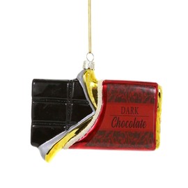 The Bridge Collection 4" Glass Dark Chocolate Candy Bar Christmas Ornament - Hand-Painted Sweet Treat Dessert Food Holiday Decoration
