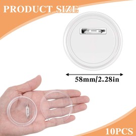 JJUNW 10Pcs Acrylic Buttons Pin Badge, 2.3 Inch Clear Blank Craft Button with Pin Button Pin Badges Kit for DIY Crafts Supplies, School Projects,Party Activities