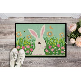 Caroline's Treasures VHA3023MAT Easter Bunny Rabbit Doormat 18x27 Front Door Mat Indoor Outdoor Rugs for Entryway, Non Slip Washable Low Pile, 18H X 27W