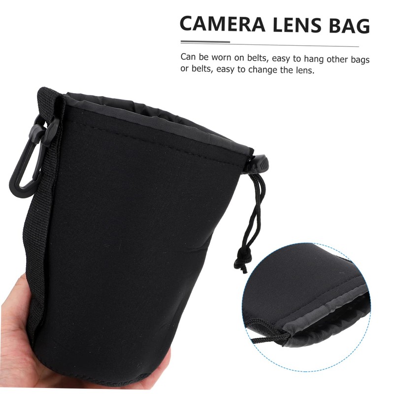 TEHAUX 2PCS Neoprene Lens Pouch Bag for Camera Lenses Drawstring