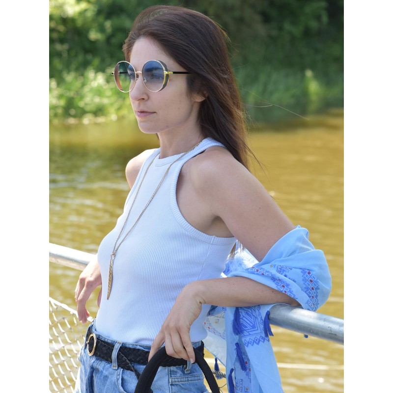 styleBREAKER 09020120 Women's Round Sunglasses with Tinted Polycarbonate Lenses and