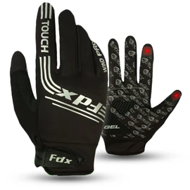 FDX Cycling Gloves Windproof Gel Padded Touchscreen Compatible Full Finger Biking Gloves (Black, Small)
