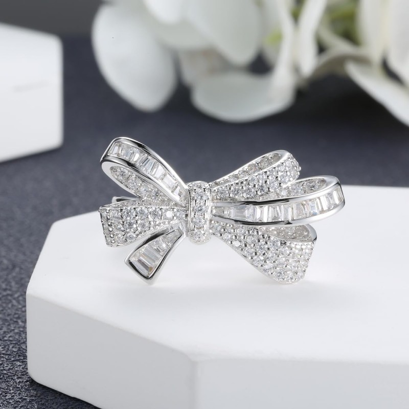 Hsitgexf Bow Rings Infinity Wedding Bands Rings for Women Baguette