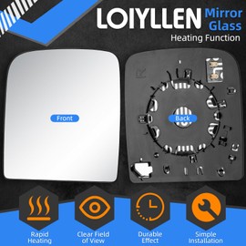 LOIYLLEN Passenger Side Mirror Replacement for Dodge Ram 1500 Truck 2009-2018, for Ram 2500 3500 Truck 2010-2018 - Right Side Mirror Glass, Rear View Mirrors Glass with Power Heated