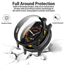 KANOYO Case Compatible with Garmin Venu 3 Protective Case, Integrated PC + Glass Material, Ultra Thin HD Tempered Glass Glass, Scratch-Resistant, Full Protection Case (Transparent)