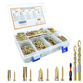420pcs Self Drilling Drywall Anchors,Concrete Anchors and Screws Kits 4 Sizes,with M6 & M8 Drill Bits Loose Hinge Hole Repair,for Concrete Wall, Wooden Wall and Home Decor Wall Hole Repair Kit