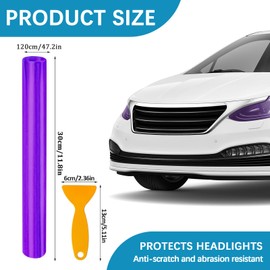 Car Tint Film, Car Window Tint Film, Changing the Colour of Car Lights, Tint Film, Headlight, Fog Light, 30 x 120 cm (Purple)