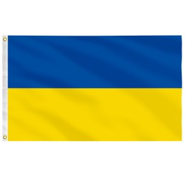 Ukrainian Flag 3x5 Feet（90cmx150cm）Durable And Colorfast With Brass Lock Ring, Suitable For Indoor And Outdoor Decoration. (Ukrainian -F)