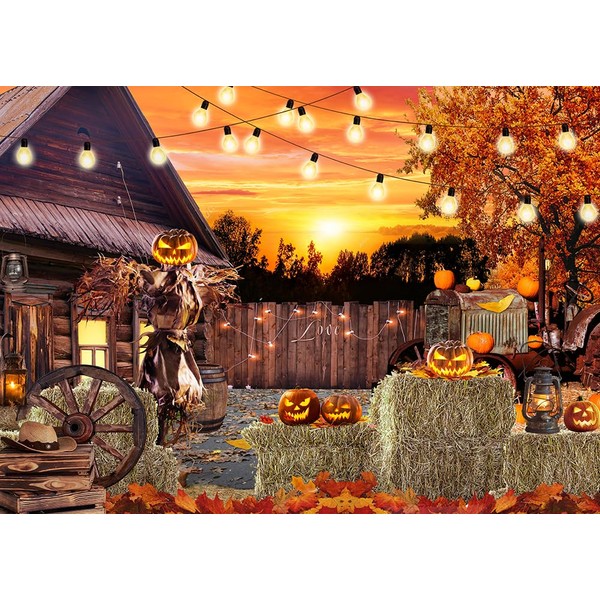 CHAIYA 7x5ft Halloween Photography Backdrop Hallowmas Eve Gloomy Devil Pumpkin