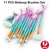 11PCS Makeup Brushes Set with Colorful Fish Tail Handle, Foundation