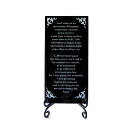Lifeforce Glass The Prayer of St. Francis Inspirational Glass Plaque. Beloved Prayer Provides Encouragement for All. Includes Folding Easel Black.