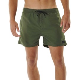 RIP CURL Mens Offset 15" Volley Sailing Boating Watersports Shorts - Dark Olive - Composition: 100% Polyester