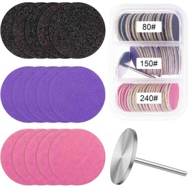 Disco de lija para taladro de uñas, 60 discos de papel de lija con broca de metal para uñas 80/150/240# Grit para máquina eléctrica para eliminar callos de lima de pies