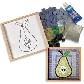 Make it Mosaics - Contemporary Glass Mosaic Kit with Leponitt Mosaic Tile Nipper ~ 8.5" x 8.5" - Modern Pear