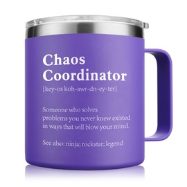NOWWISH Chaos Coordinator Gifts, Birthday Gifts for Women, Boss, Teacher Appreciation, Boss Lady, Coworker, Her, Nurse, Mom, Thank you Gifts, Administrative Professional Day Gifts. 14oz Purple