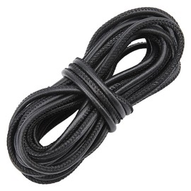 CALFOVERA 4.6m x 3mm Round PU Leather Cord Black Thin Leather String Lace Cording Rope Braiding Strip Thread with Organza Gift Bags and PP Cable Ties for Necklace Bracelets Jewelry Crafts Making