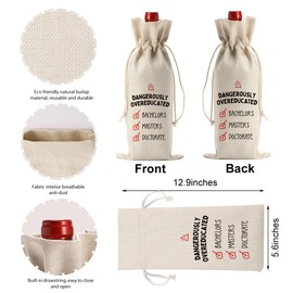 Funny PHD Gifts Doctor Degree Wine Bag Doctorate PHD Graduation Gifts for Women Men Teacher Nurse Lawyer Grad Wine Accessory Set