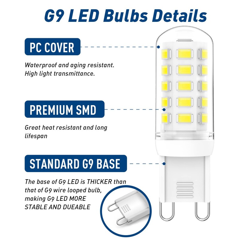 Lososuch G9 Dimmable LED Light Bulb 3W Daylight White 6000K,40W