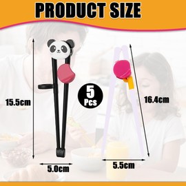 Childrens Chopsticks & Kids Chopsticks Training Set - 5 Pairs with Animal Designs (Frog, Bear, Panda) & Simple Styles (Green, Rose Red) - Learning Utensils for Toddlers and Beginners