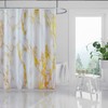 BLESFOREVER Gold White Marble Shower Curtain Set with 12 Hooks,