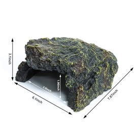 LURMMUE Reptile Rock Hide Cave, Habitat Decor for Lizards, Geckos, Turtles, Bearded Dragons, Amphibians, Fish – Natural Terrarium Hideout – 6.1" x 7.87" x3.1"