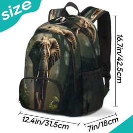 3d Elephant Travel Laptop Backpack for Women Men Bookbag Casual Daypack Fits 15.6 Inch Laptop