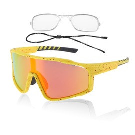 X AUTOHAUX 1 Set Motorcycle Riding Goggles Anti-glare Tri-Acetyl Cellulos UV400 Outdoor Sports Sunglasses for Motocross Dirt Bike ATV Red Lens Yellow Red Frame