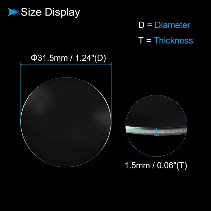 CoCud Watch Crystal Len Glass, 31.5mm Dia. Optical Glass Single