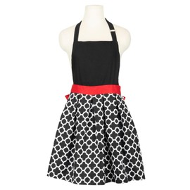 Stephanie Imports Unisex Cross Back Kitchen Apron With Pockets, Black Quatrefoil, Child