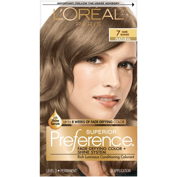 L'Oreal Paris Superior Preference Fade-Defying + Shine Permanent Hair Color, 7 Dark Blonde, Pack of 1, Hair Dye
