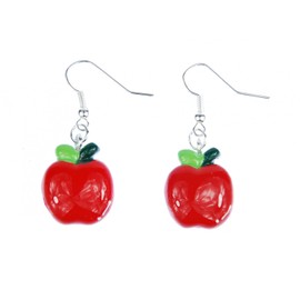 Miniblings Apple Earrings Pendant Food Fruit Apple Tree Resin Handmade Fashion Jewellery I Earrings Earrings Silver-Plated, Cotton, No Gemstone