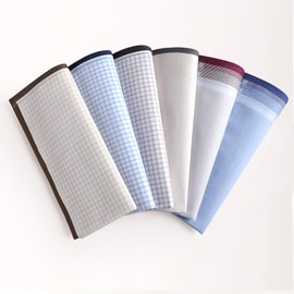 HOULIFE Men's Handkerchiefs with Stripe, Soft Cotton Hankies for Men Classic Pocket Square Set 6PCS 16.9″ (Mixed-2 6pcs)