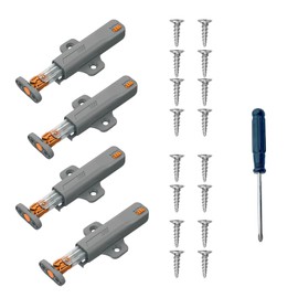 4 Pack Push to Open Door Catches, Push to Open Latch, Strong 30 N Spring Release Push to Open Latch for Kitchen Cabinets Closets Wardrobes Closures（Comes with A Screwdriver * 1）