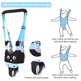 IULONEE IULONEE Baby Walking Harness Breathable Handheld Kids Toddler Helper Assistant Adjustable Infant Walker Help Baby Walk Stand Up Child Learning Belt for 8-24 Month Old Babies Activity (Blue)