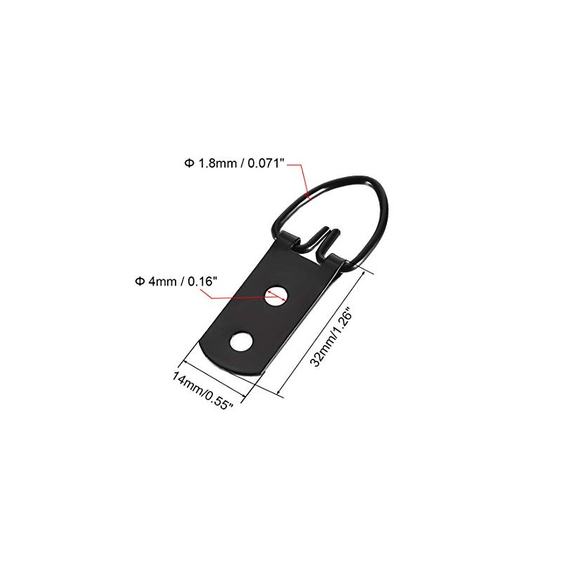 sourcing map D Ring Picture Hangers, 52mm x 20mm Black