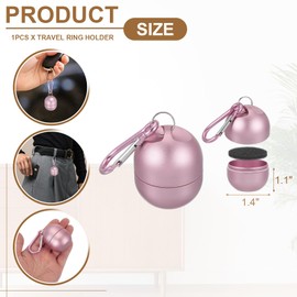 QUARKZMAN Travel Ring Holder Key Ring, Portable Jewellery Holder Storage Organiser, Single Layer Ring Case, Mini Jewellery Box, Key Ring Container with Key Ring, Pink