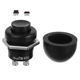24V 10A Momentary Push Button Switch Waterproof Switch Off/(ON) Reset Black Switch for Cars Boats