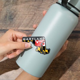 Die Cut Sticker Maryland, State Outline Flag, Vinyl Sticker, (Waterproof Decal for Cars, Water Bottles, Laptops, Coolers), Large